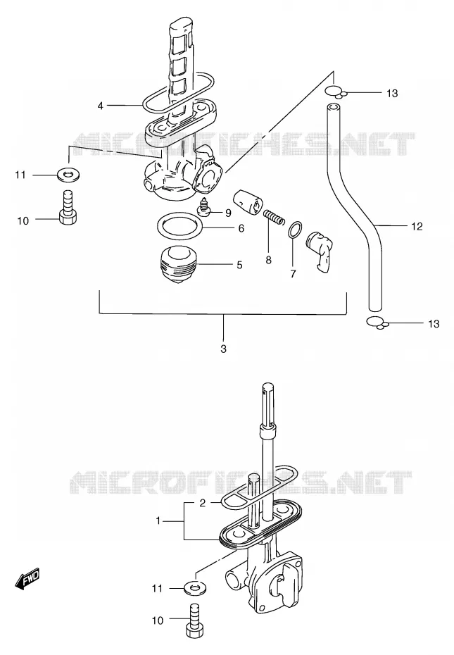 ROBINET D'ESSENCE (MODELE X/Y) Suzuki MOTO 250 GN 1998  GN250W(E2)