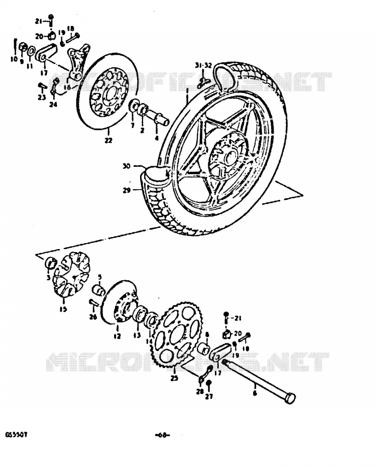 ROUE ARRIERE (CAST WHEELS) Suzuki MOTO 550 GS 1980  GS550T(T)