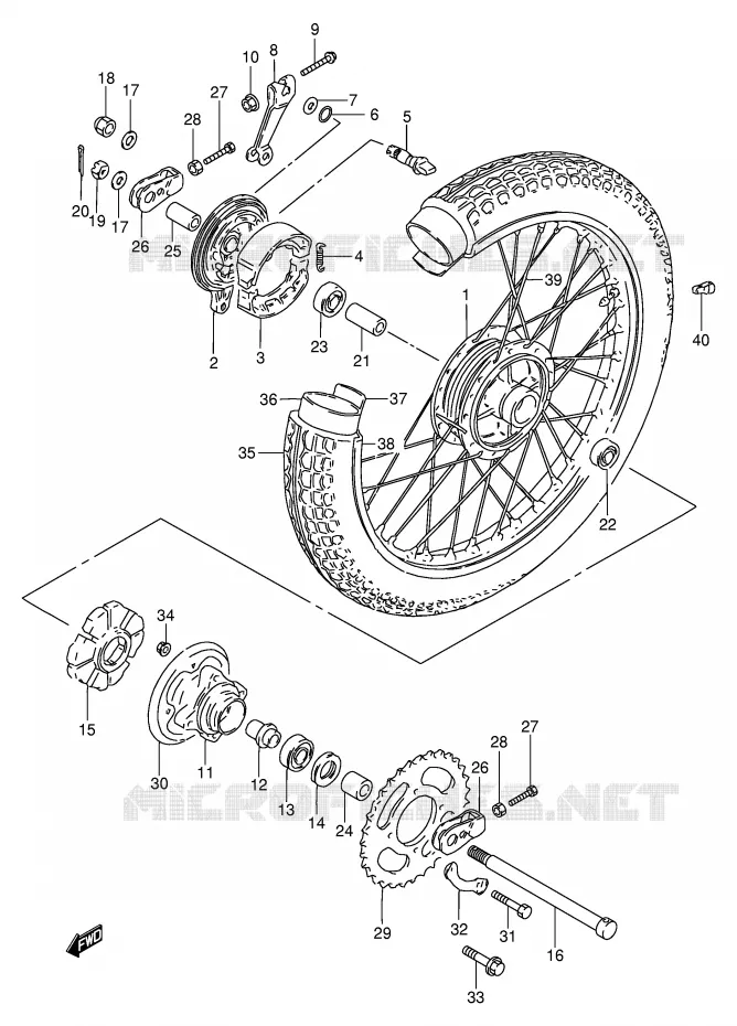 ROUE ARRIERE(GN250 F/J/K/L/M/N/P/R) Suzuki MOTO 250 GN 1988  GN250J(E2)