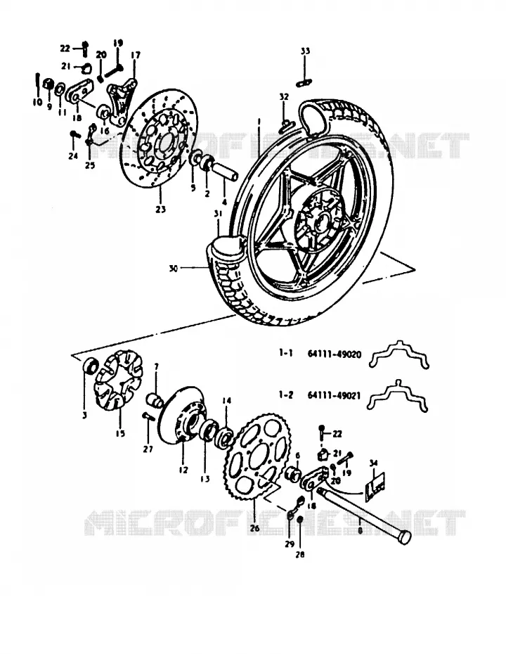 ROUE ARRIERE (GS1000ET, GS1000HT) Suzuki MOTO 1000 GS 1980  GS1000T(T)