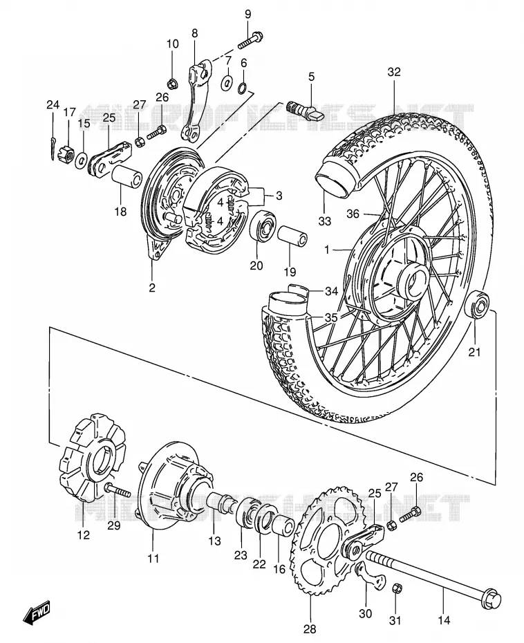 ROUE ARRIERE (GS125UR/SR) Suzuki MOTO 125 GS 1982  GS125EEZ(E1)