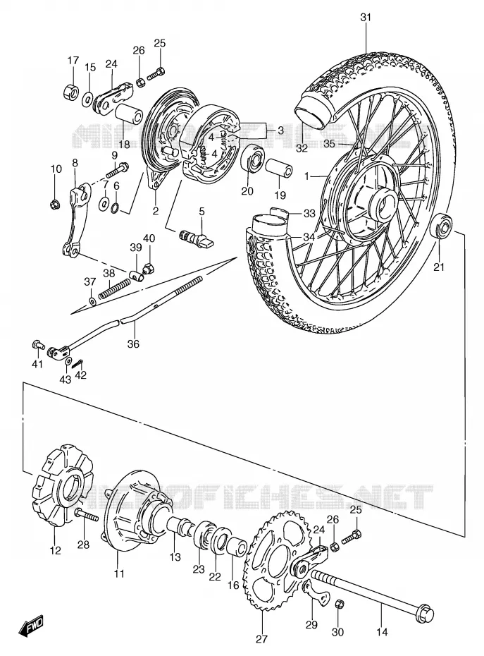 ROUE ARRIERE (GS125UX/X/SX/SUX/UY/SY/SUY) Suzuki MOTO 125 GS 2000  GS125SY(E71)