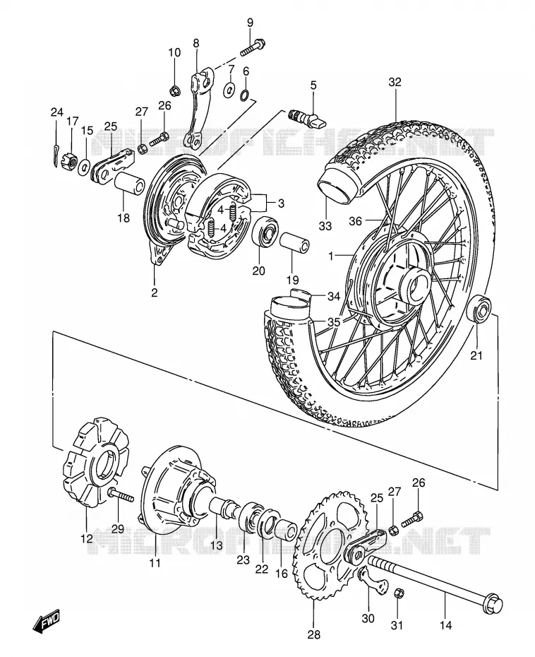 ROUE ARRIERE (GS125Z/D) Suzuki MOTO 125 GS 1982  GS125Z(E1)