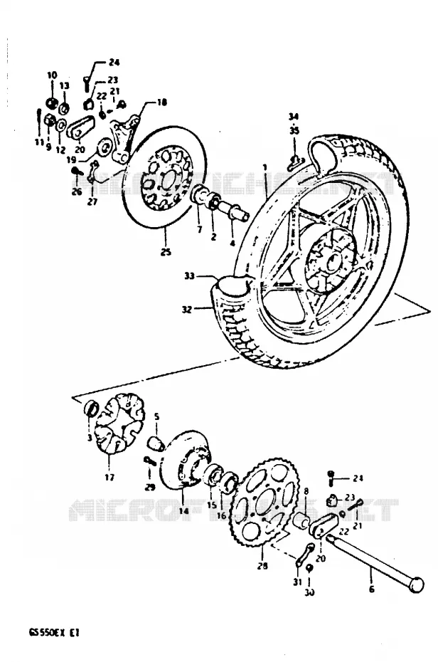 ROUE ARRIERE (GS550EX) Suzuki MOTO 550 GS 1981  GS550X(X)