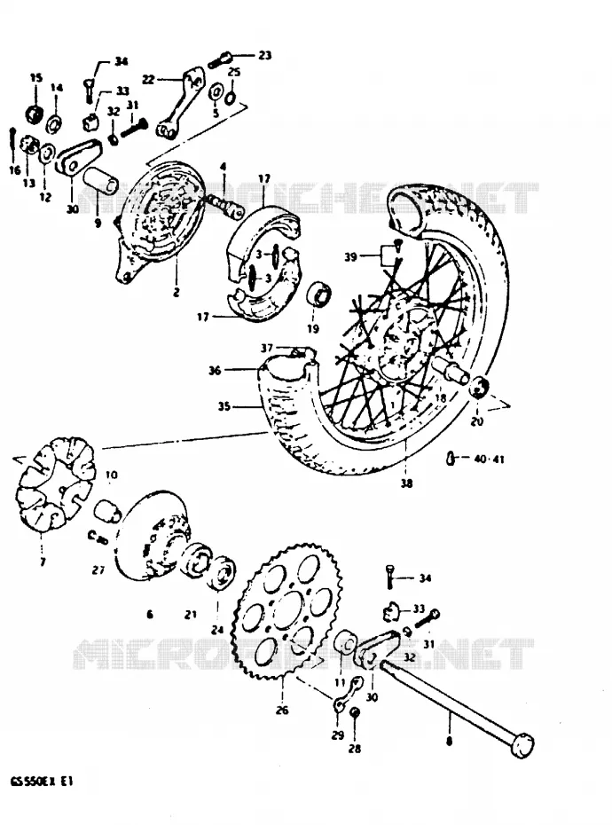 ROUE ARRIERE (GS550X) Suzuki MOTO 550 GS 1981  GS550X(X)