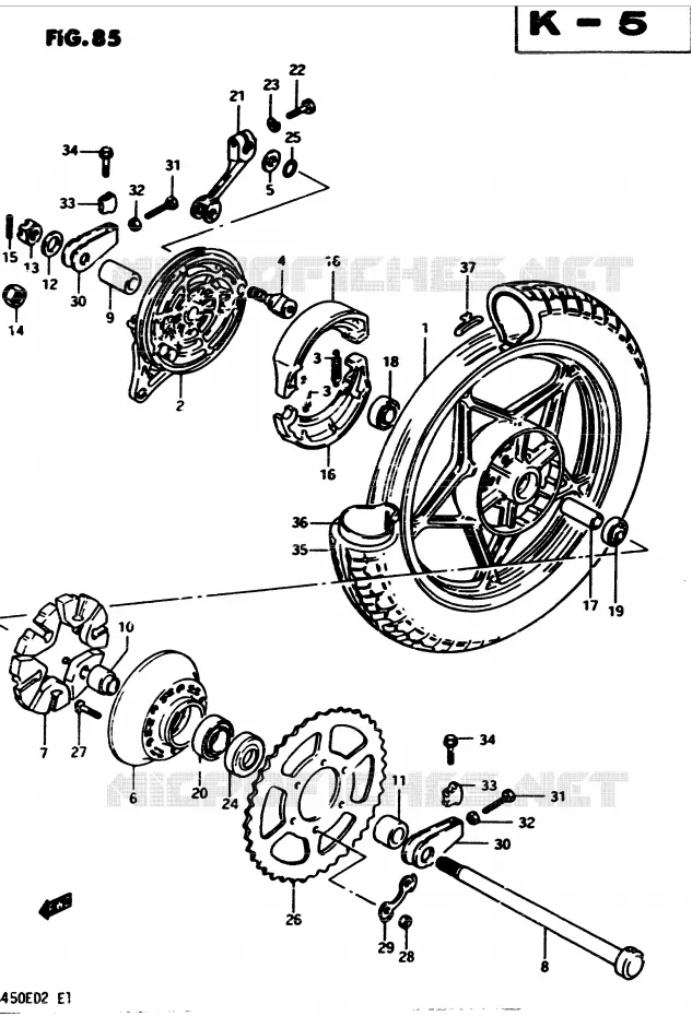 ROUE ARRIERE (MODELE Z) Suzuki MOTO 450 GS-S 1982  GS450SZ(2/Z/D)
