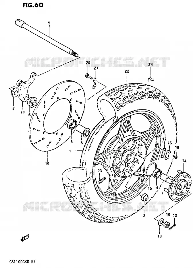 ROUE ARRIERE Suzuki MOTO 1100 GS-G 1982  GS1100GK2(Z/2/D)