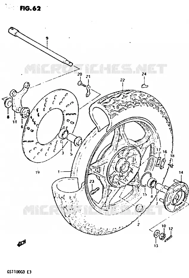 ROUE ARRIERE Suzuki MOTO 1100 GS-G 1982  GS1100GZ(Z/D)
