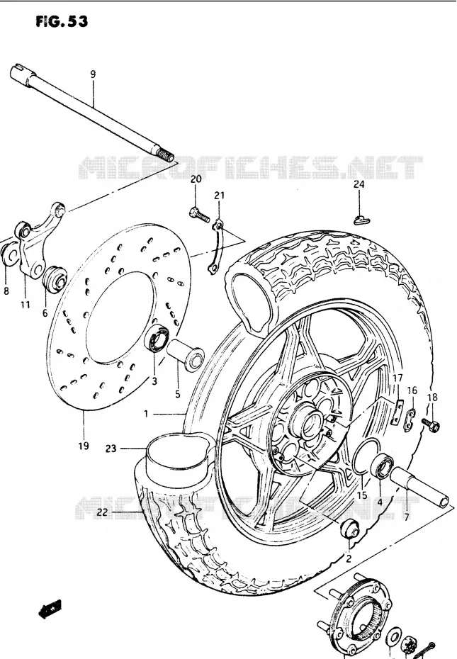 ROUE ARRIERE Suzuki MOTO 1100 GS-G 1984  GS1100GE(E/F/G)