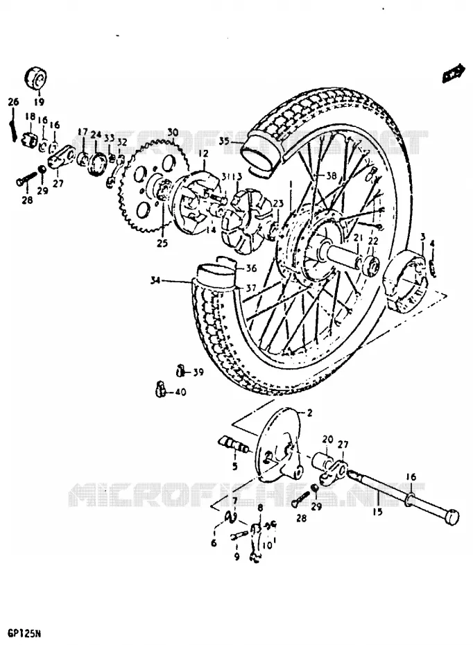 ROUE ARRIERE Suzuki MOTO 125 GP 1978  GP125C(C/N)