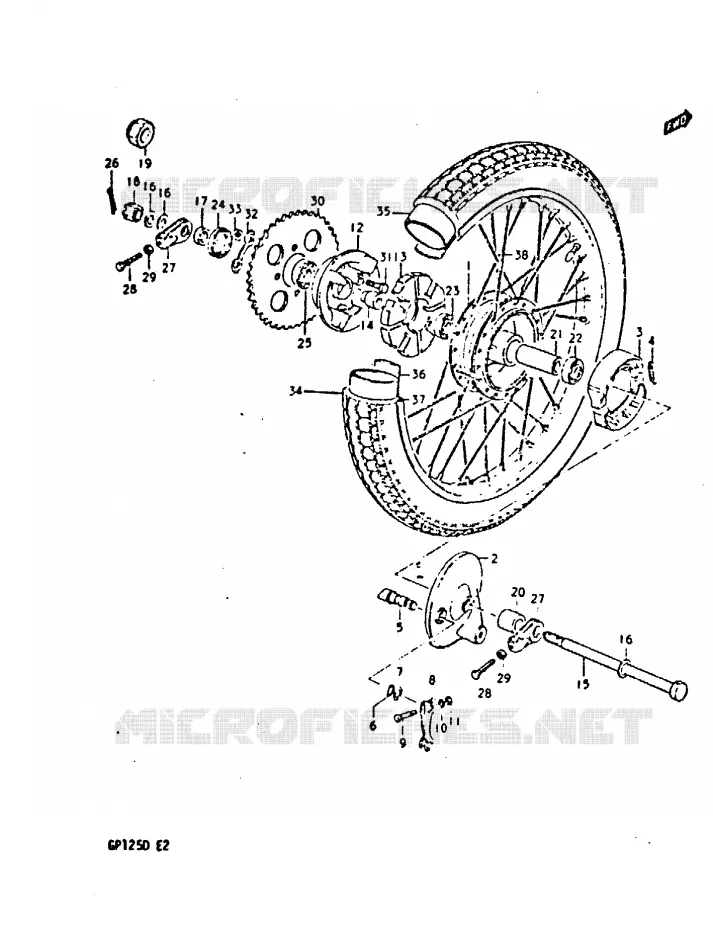 ROUE ARRIERE Suzuki MOTO 125 GP 1999  GP125UX(X/D)