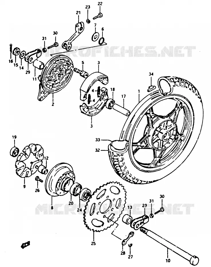 ROUE ARRIERE Suzuki MOTO 450 GS-L 1983  GS450LD
