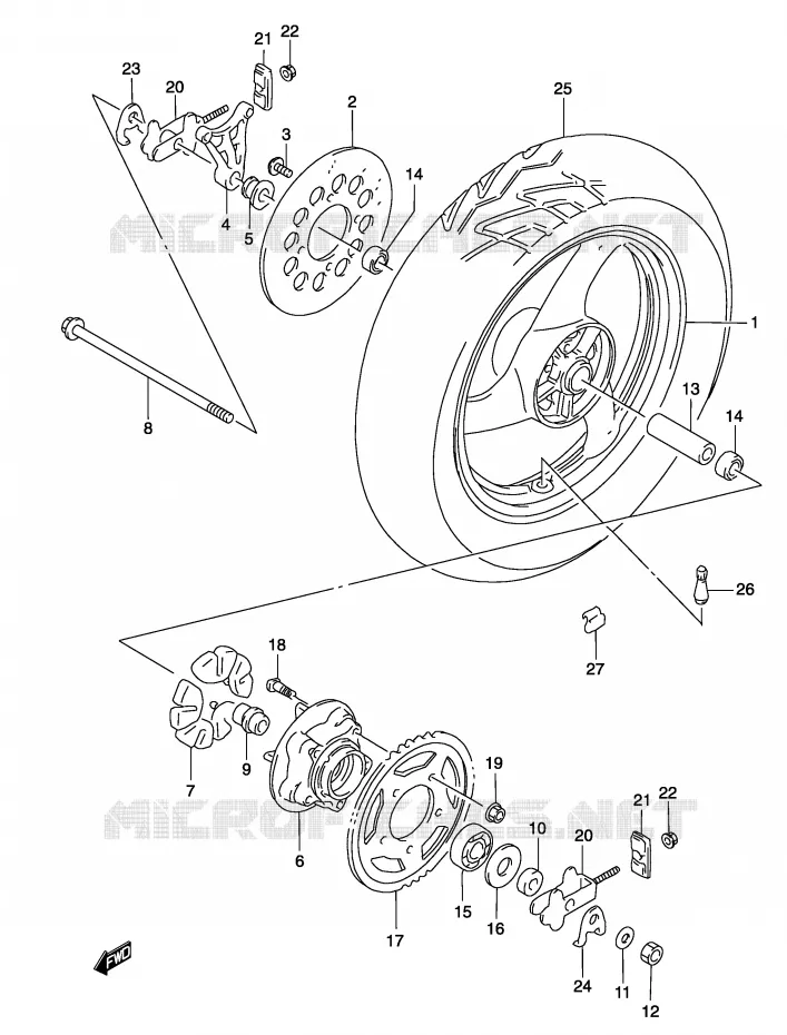 ROUE ARRIERE Suzuki MOTO 500 GS-F 2004  GS500FK4(P19)