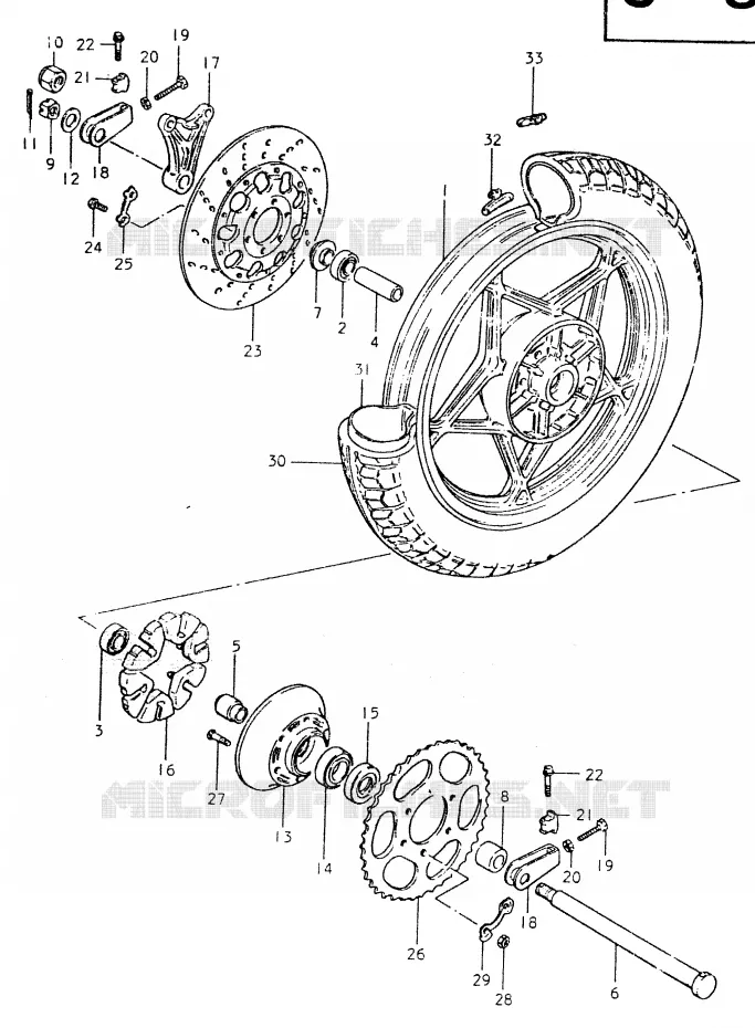 ROUE ARRIERE Suzuki MOTO 550 GS 1980  GS550LT