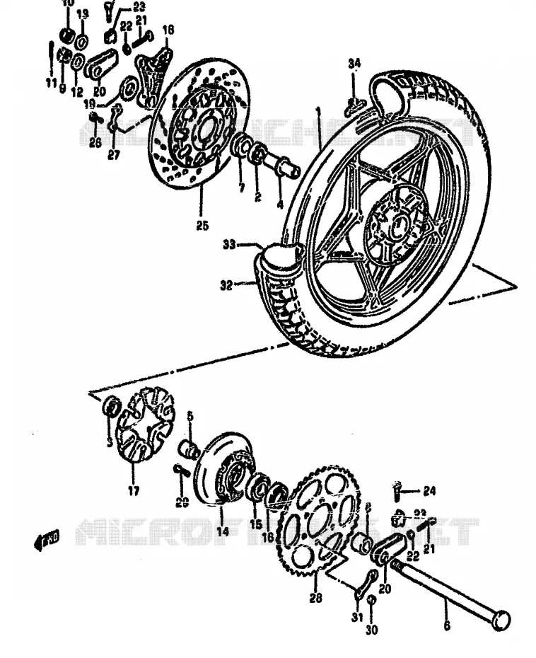 ROUE ARRIERE Suzuki MOTO 550 GS 1982  GS550MZ(X/Z)
