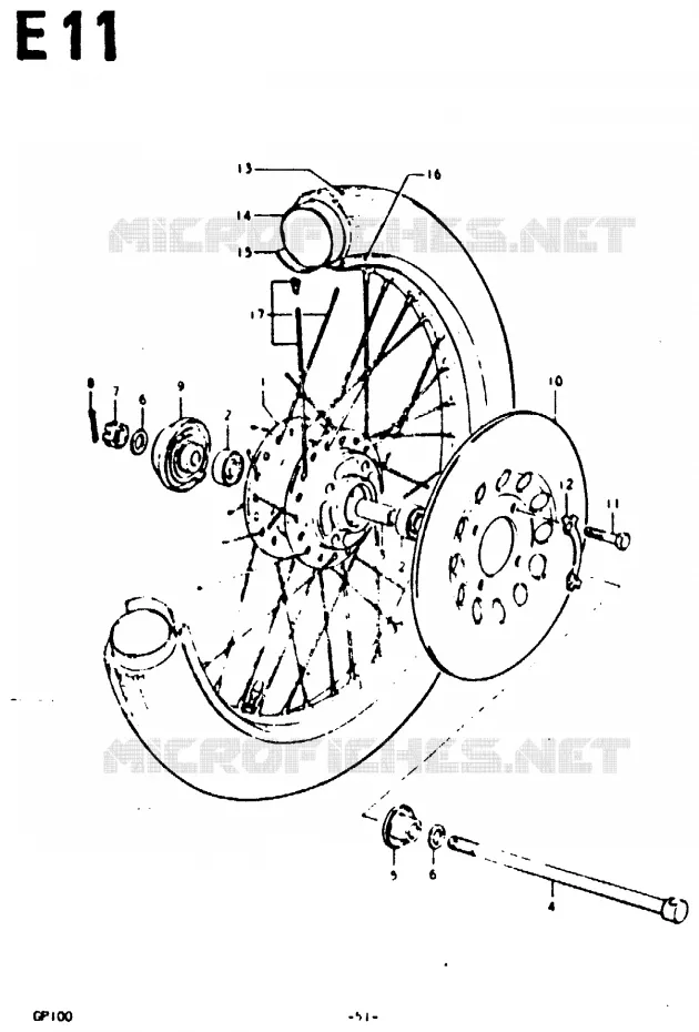 ROUE AVANT (C, N) Suzuki MOTO 100 GP 1978  GP100UC(C/N)
