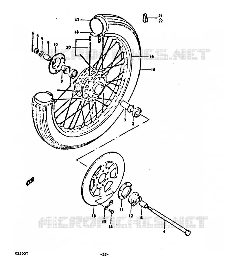 ROUE AVANT (FOR SPOKE WHEEL/SINGLE DISK) Suzuki MOTO 550 GS 1980  GS550ET(T)