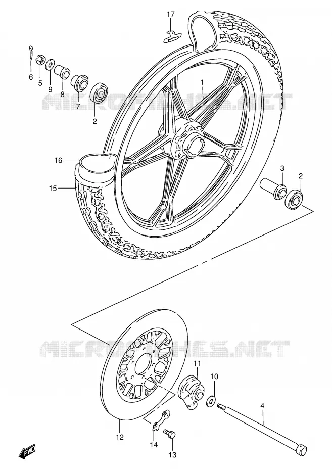 ROUE AVANT (GN250EM/ER) Suzuki MOTO 250 GN 1990  GN250L(E2)