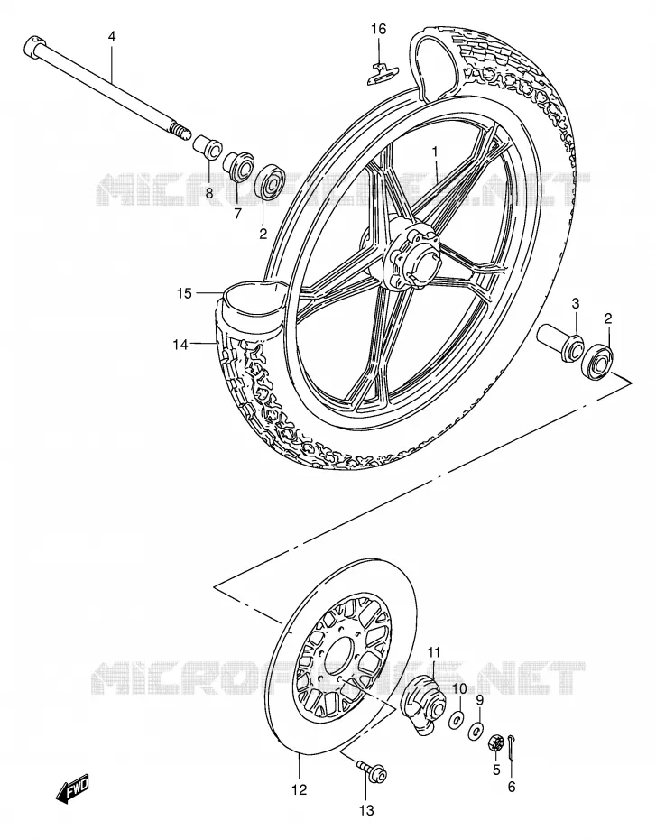 ROUE AVANT (GN250ET/EW/EX/EY) Suzuki MOTO 250 GN 1998  GN250W(E2)