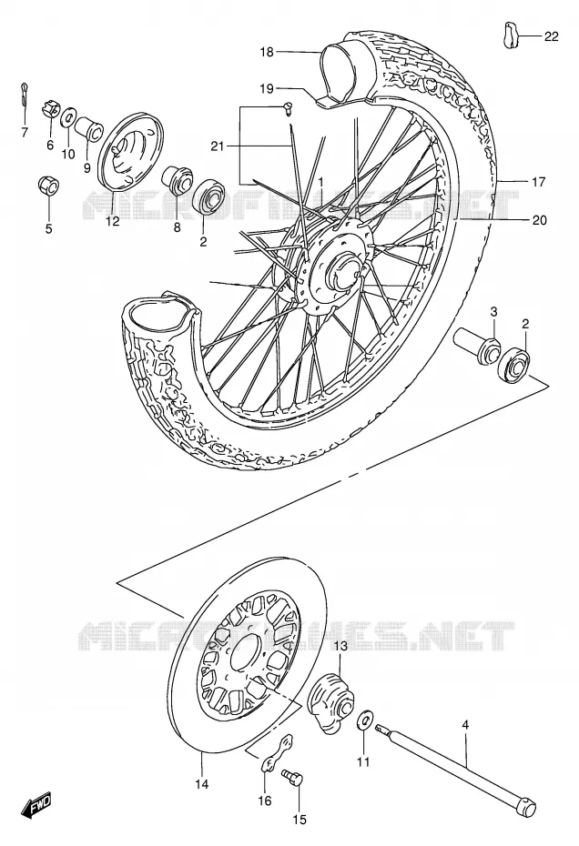 ROUE AVANT (GN250F/J/K/L/M/N/P/R) Suzuki MOTO 250 GN 1989  GN250K(E2)