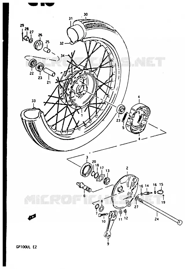 ROUE AVANT (GP100UX/UD/UL) Suzuki MOTO 100 GP 1983  GP100UD(X/D/L)