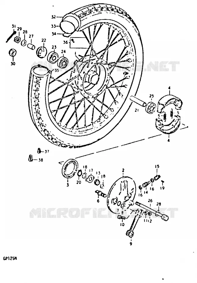ROUE AVANT (GP125UC, GP125UN) Suzuki MOTO 125 GP 1978  GP125UC(C/N)