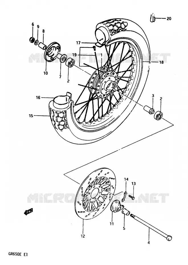ROUE AVANT (GR650XD/XE) Suzuki MOTO 650 TEMPTER 1983  GR650XD(D/E)