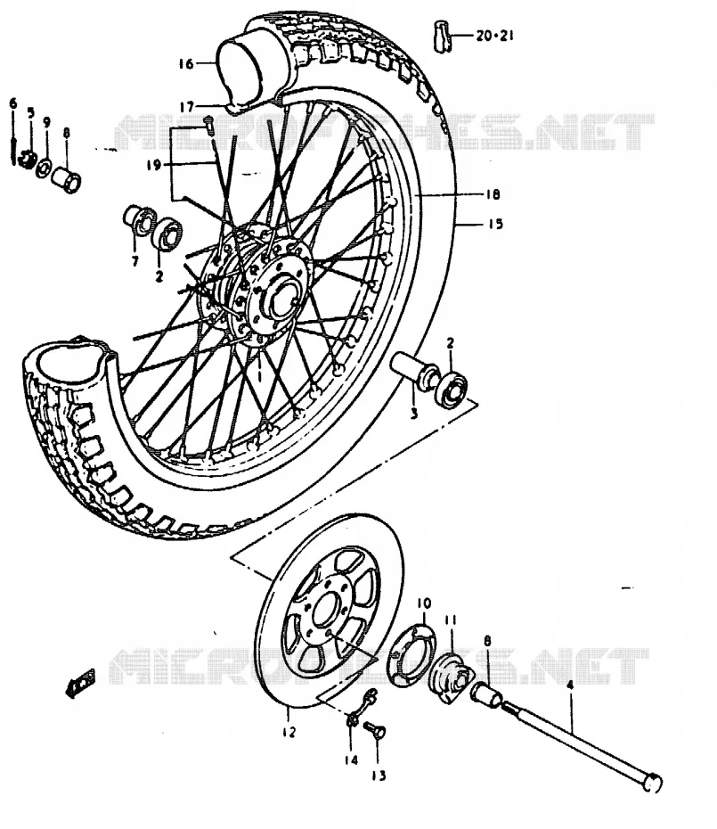ROUE AVANT (GS1000C, N) Suzuki MOTO 1000 GS 1978  GS1000HC(C/N)