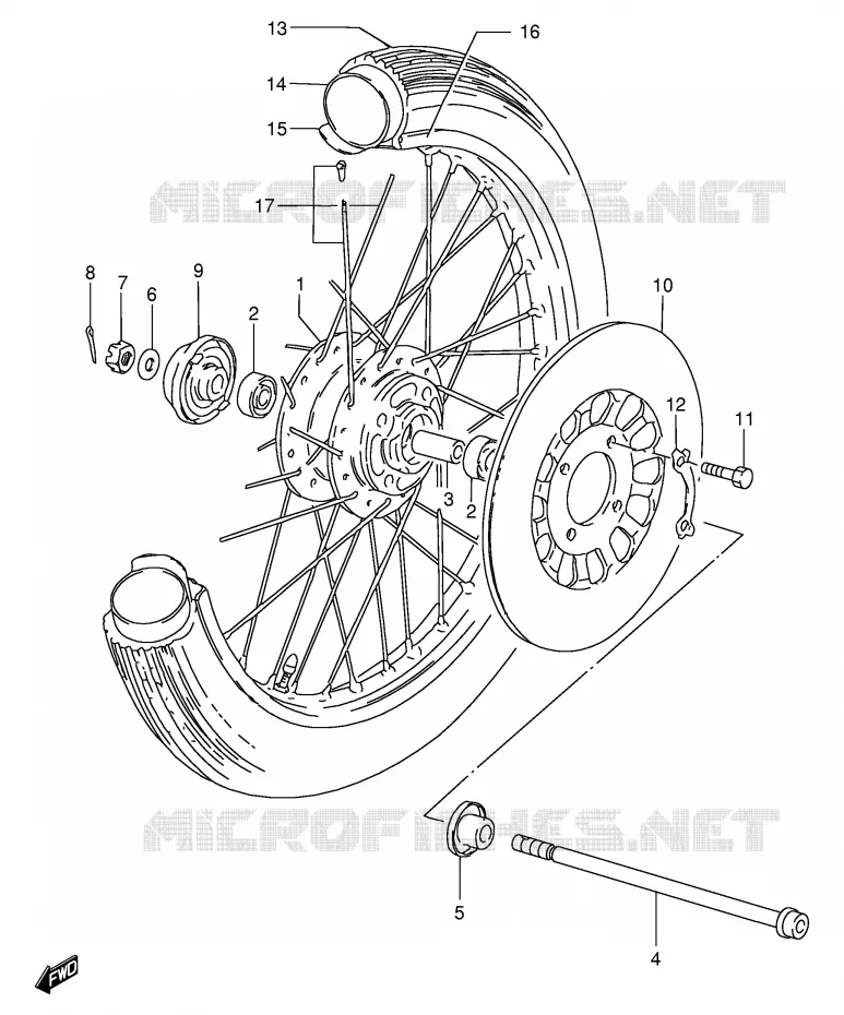 ROUE AVANT (GS125SR) Suzuki MOTO 125 GS 1994  GS125ESR(E1)
