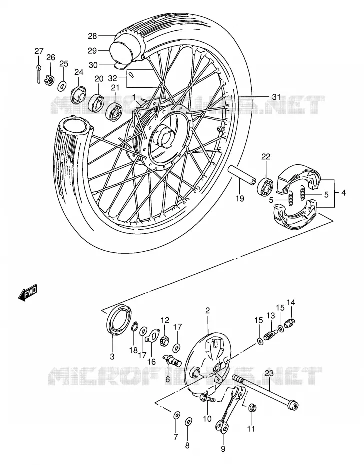 ROUE AVANT (GS125UR) Suzuki MOTO 125 GS 1990  GS125ESL(E1)
