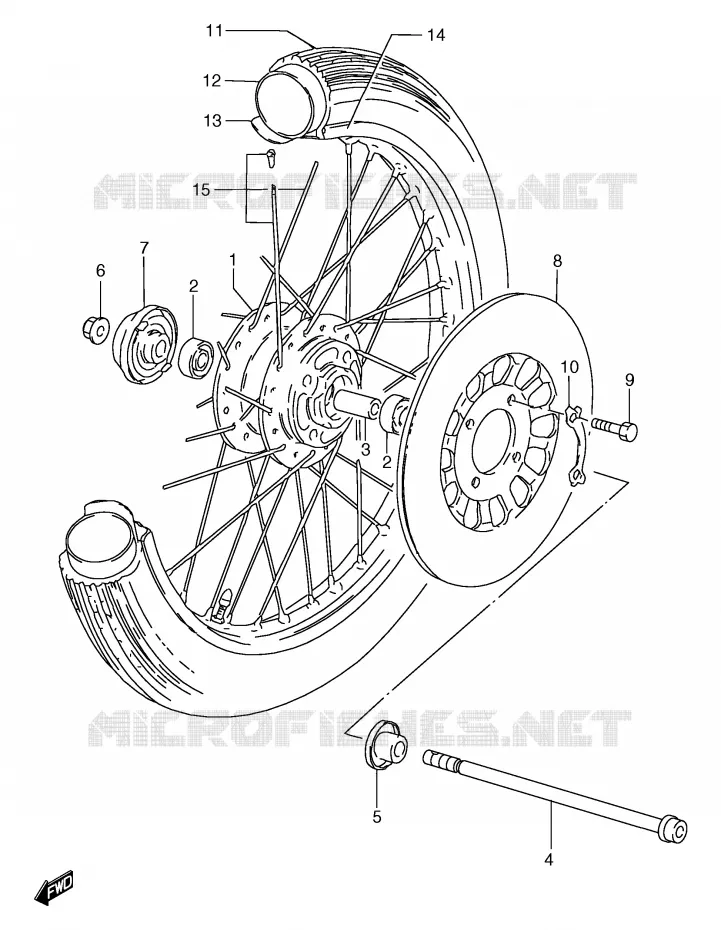 ROUE AVANT (GS125X/SX/SUX/SY/SUY) Suzuki MOTO 125 GS 2000  GS125ESY(E71)