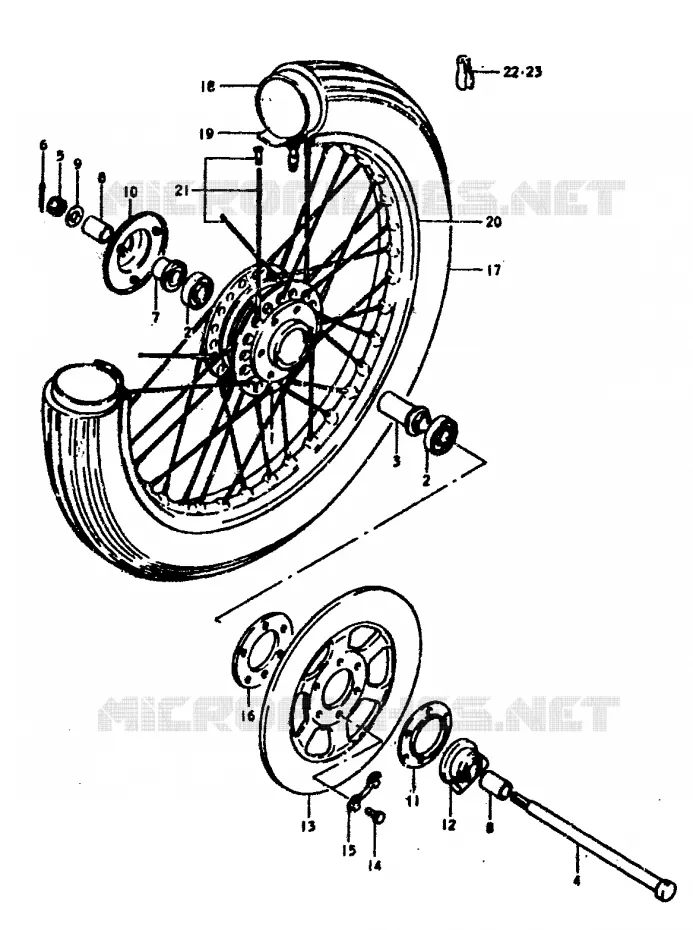 ROUE AVANT (GS400C,N) Suzuki MOTO 400 GS 1978  GS400EC(C/N)