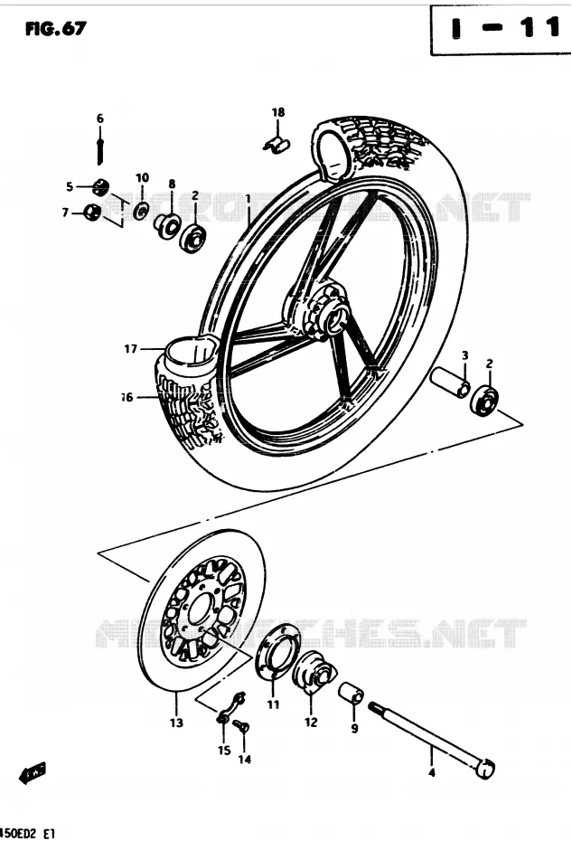 ROUE AVANT (MODELE D) Suzuki MOTO 450 GS 1982  GS4502(2/Z/D)