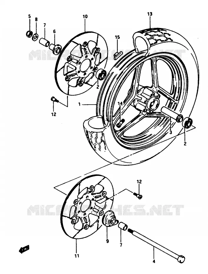 ROUE AVANT (MODELE E) Suzuki MOTO 1150 GS 1985  GS1150ESF(E/F/G)
