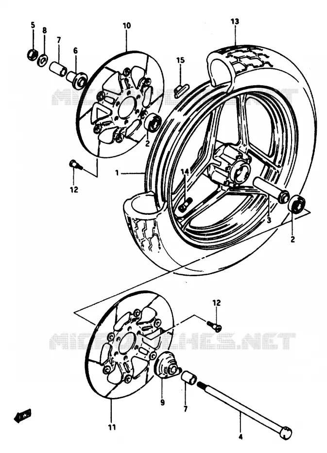 ROUE AVANT (MODELE F/G) Suzuki MOTO 1150 GS 1985  GS1150EFF(E/F/G)