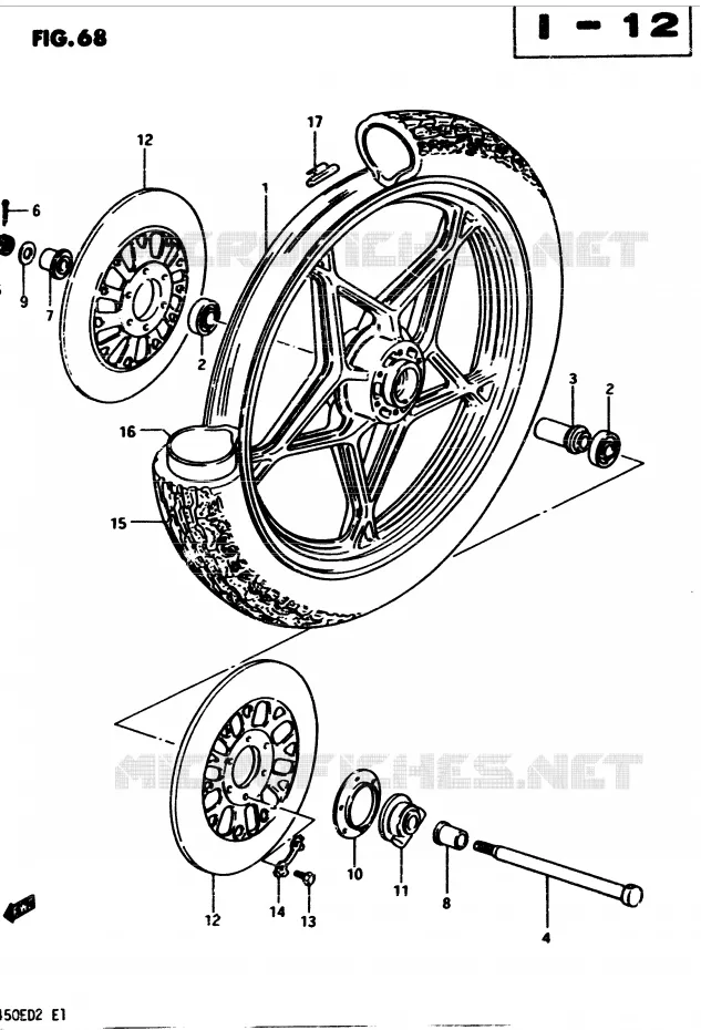 ROUE AVANT (MODELE Z E34) Suzuki MOTO 450 GS 1982  GS450Z(2/Z/D)