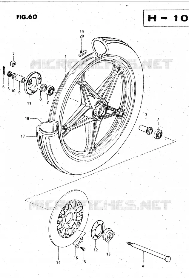ROUE AVANT (MODELE Z) Suzuki MOTO 450 GS-L 1999  GS450LX(E2)