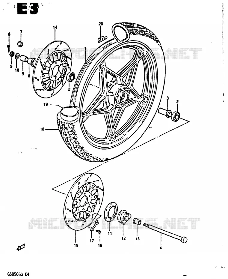 ROUE AVANT Suzuki MOTO 850 GS 1986  GS850GG(E4)