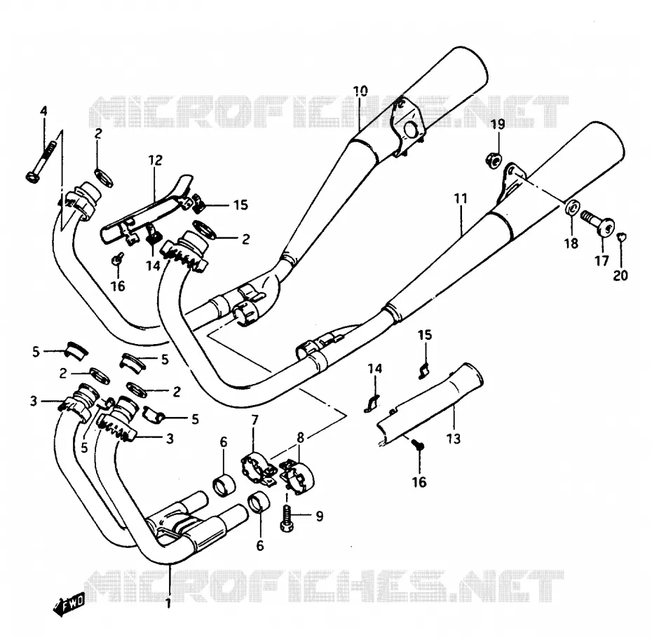 SILENCIEUX Suzuki MOTO 1100 GSX-E 1985  GSX1100EEF(E/F/G)