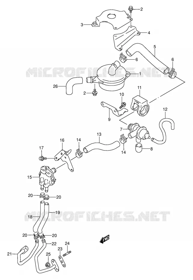 SYSTÈME DE RECYCLAGE GAZ D'ECHAPPEMENT (MODELE N/P/R/S/T:E18,E39) Suzuki MOTO 500 GS-E 1993  GS500EUP(E2)