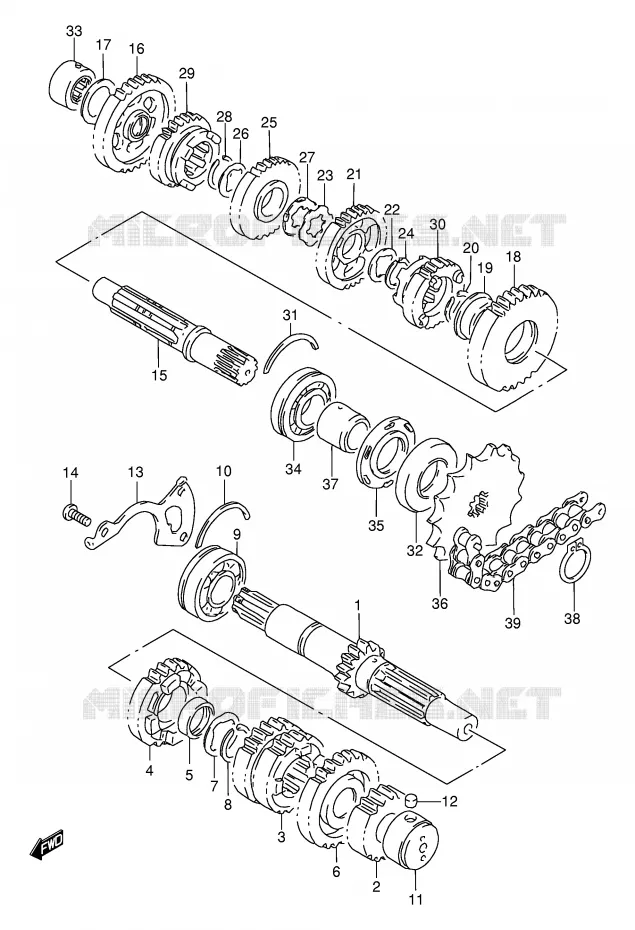 TRANSMISSION Suzuki MOTO 500 GS-E 2002  GS500K2(E2)