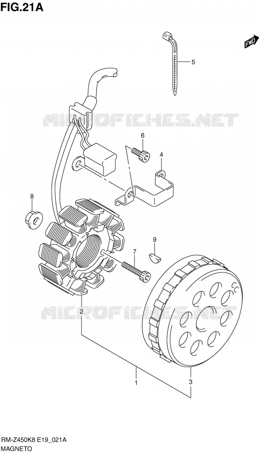 ALLUMAGE ROTOR - STATOR (RM-Z450L0/L1) Suzuki MOTO 450 RM-Z 2008  RM-Z450K8(E19)