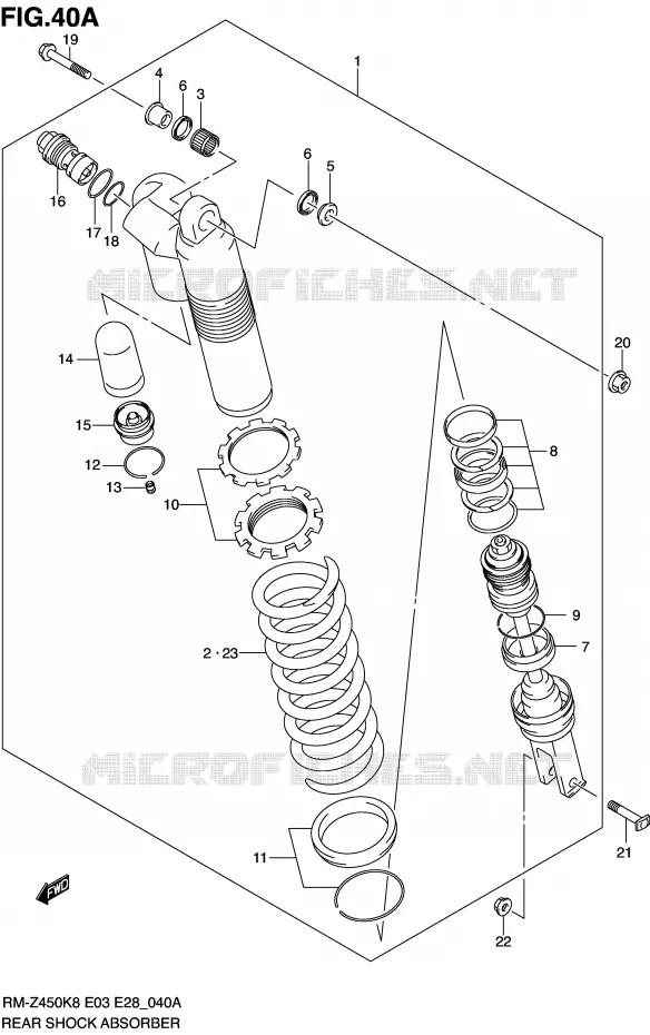 AMORTISSEUR ARRIERE (RM-Z450L0/L1) Suzuki MOTO 450 RM-Z 2009  RM-Z450K9(E3/E28)