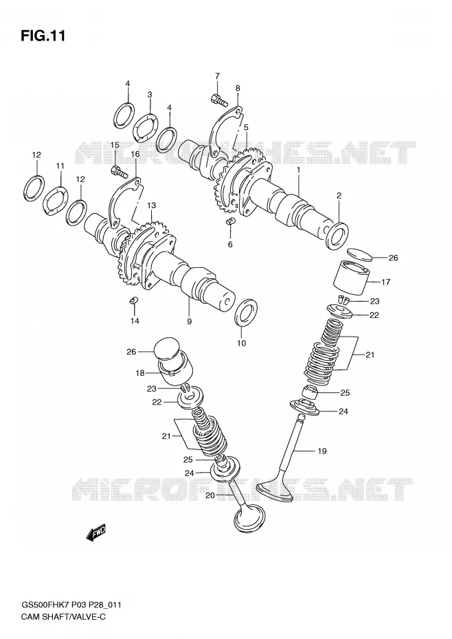 ARBRE A CAMES - SOUPAPES Suzuki MOTO 500 GS-F 2010  GS500FHL0(P3)