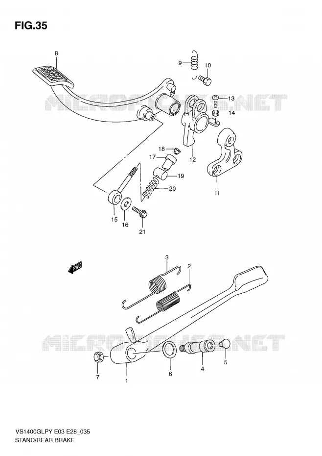 BEQUILLE - PEDALE DE FREIN ARRIERE Suzuki MOTO 1400 INTRUDER 1999  VS1400GLPX(E3/E28)