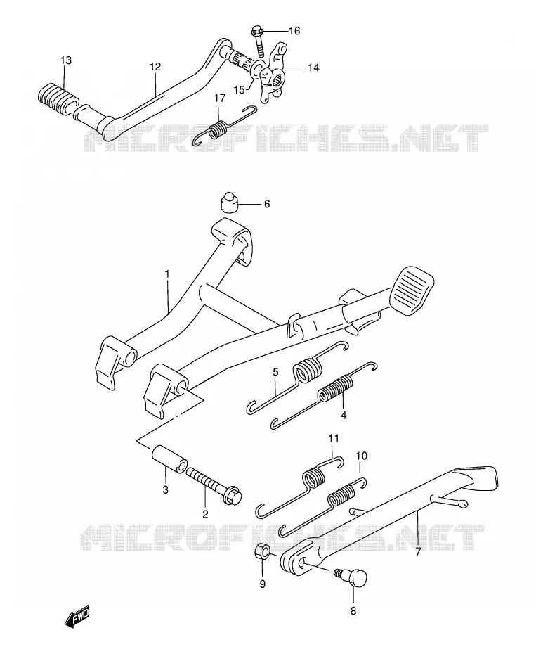 BEQUILLE - PEDALE DE FREIN ARRIERE Suzuki MOTO 500 GS-E 1999  GS500EUX(E2)