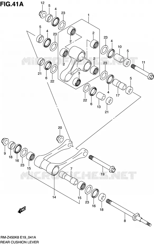BIELLETTE DE SUSPENSION ARRIERE (RM-Z450L0/L1) Suzuki MOTO 450 RM-Z 2009  RM-Z450K9(E19)