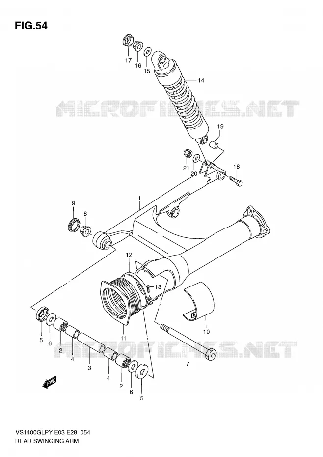 BRAS OSCILLANT ARRIERE (MODELE T/V/W/X/Y) Suzuki MOTO 1400 INTRUDER 2000  VS1400GLPY(E3/E28)