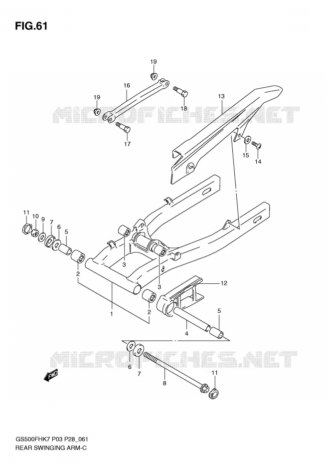 BRAS OSCILLANT ARRIERE Suzuki MOTO 500 GS-F 2007  GS500FHK7(P3)