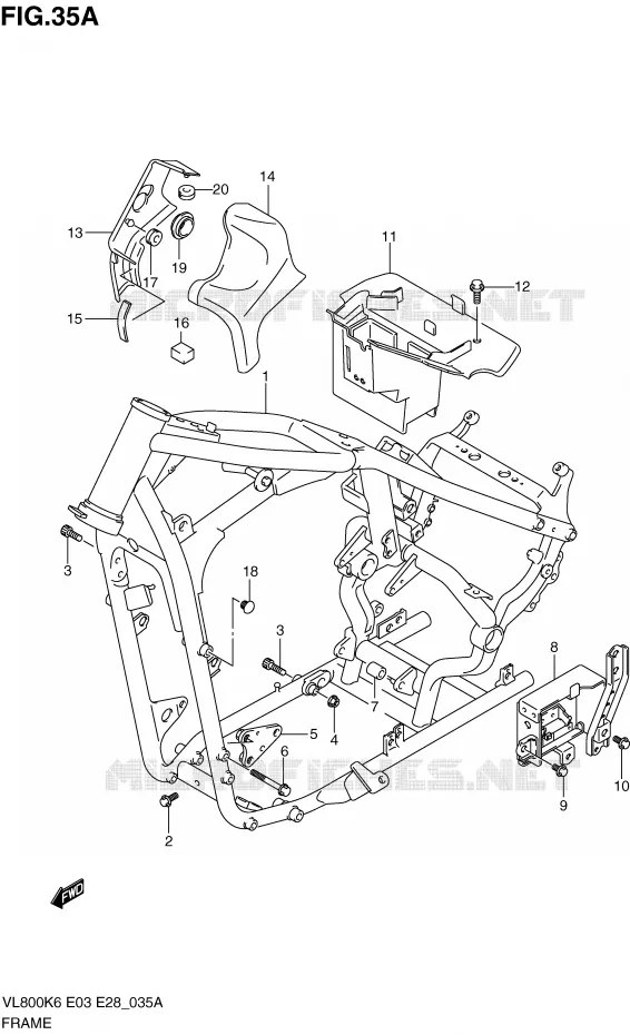 CADRE (MODEL K9/L0) Suzuki MOTO 800 VOLUSIA 2007  VL800CK7(E3/E28)